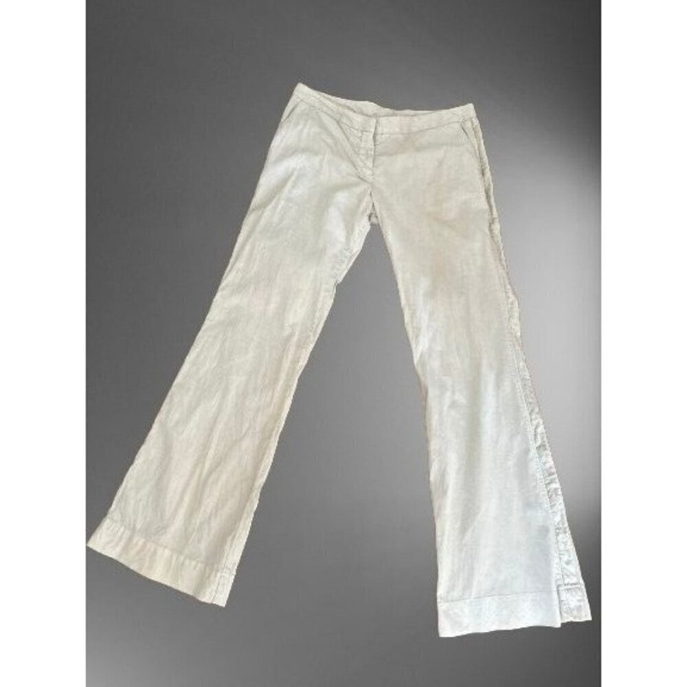 James Perse Bell Bottom Pants High Rose Velvet Stripe Cotton Off-White/Gray Size - Picture 7 of 15